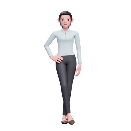 Business Woman Standing With Hand On Waist  3D Icon