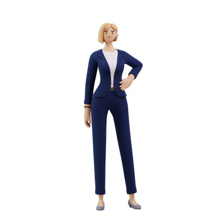 Business Woman Standing With Hand On Waist  3D Icon