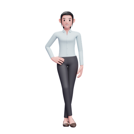 Business Woman Standing With Hand On Waist  3D Illustration