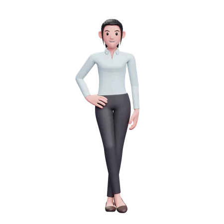 Business Woman Standing With Hand On Waist  3D Illustration