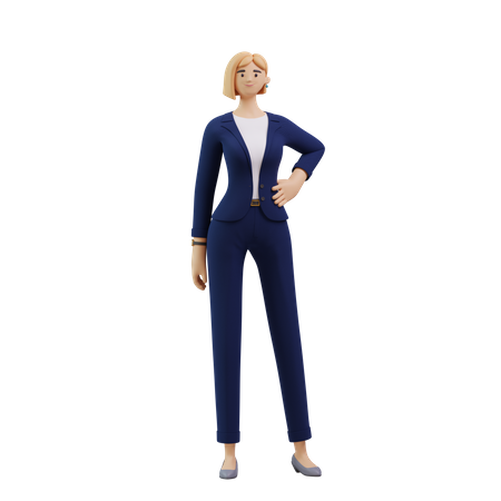 Business Woman Standing With Hand On Waist  3D Illustration