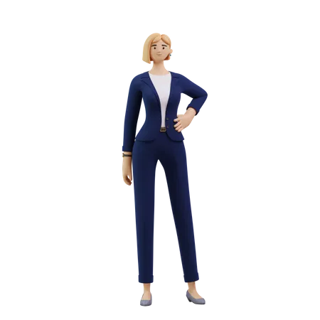 Business Woman Standing With Hand On Waist  3D Illustration