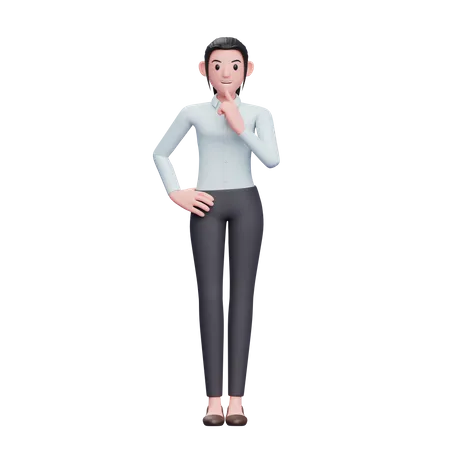 Female employee in doubt 3D Illustration