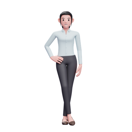 Business Woman Standing With Hand On Waist 3D Illustration