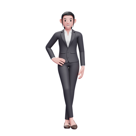 Business Woman Standing With Legs Crossed  3D Icon