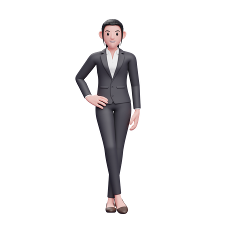 Business Woman Standing With Legs Crossed 3D Illustration