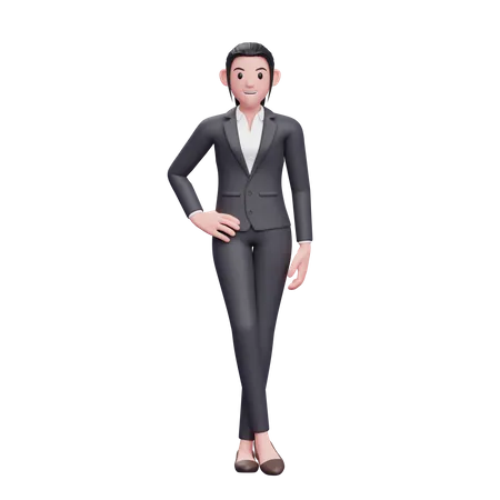 Business Woman Standing With Legs Crossed 3 D Render Business Woman Character Illustration 3D Illustration