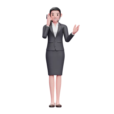 Business woman talking on smartphone  3D Illustration