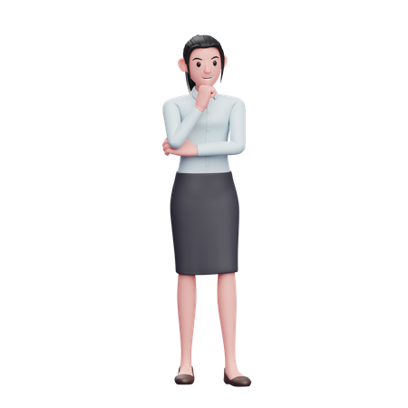 Business Woman Thinking  3D Illustration