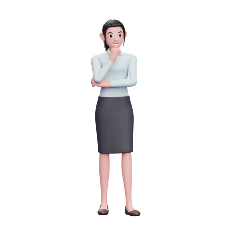 Business Woman Thinking  3D Illustration