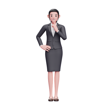 Business woman thinking something  3D Icon