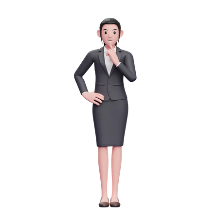 Business woman thinking something  3D Illustration