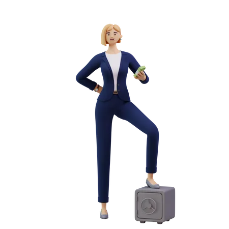 Business woman Typing Message on the Smartphone  3D Illustration