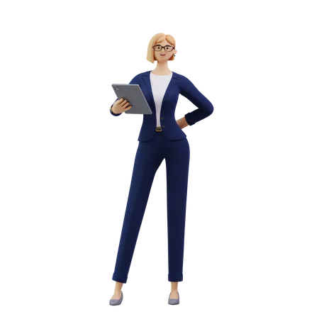 Business woman using tablet  3D Illustration