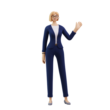 Business woman waiving hand  3D Illustration