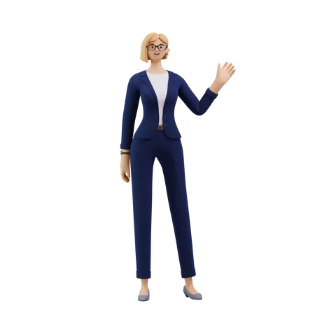 Business woman waiving hand  3D Illustration