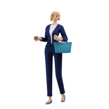 Business woman walking  3D Illustration