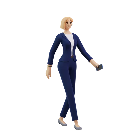 Business Woman Walking  3D Illustration
