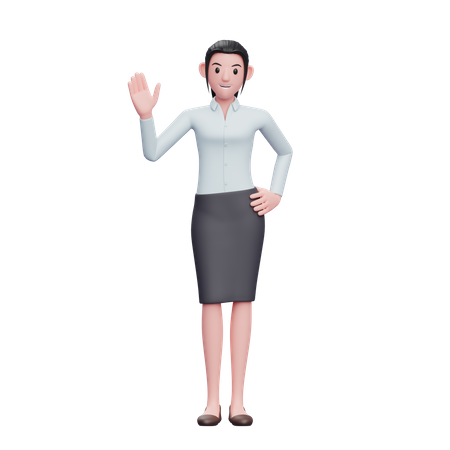 Woman waiving hand 3D Illustration