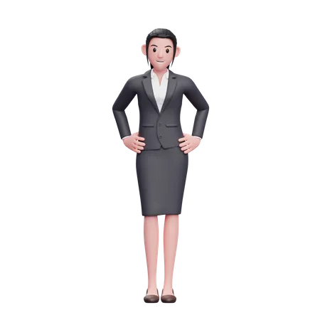 Business Woman Wearing Business Suit With Hand On Waist 3 D Business Woman Character Illustration 3D Illustration