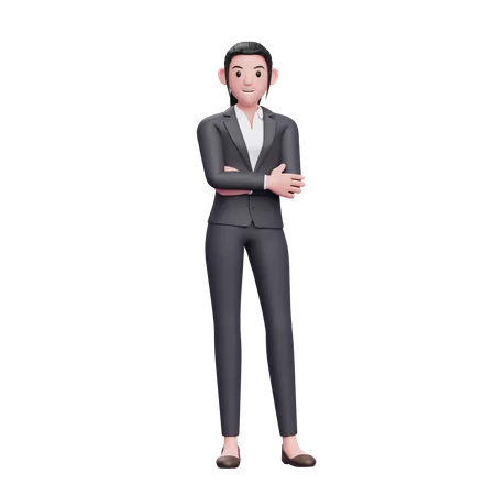 Business Woman with Crossed Arms  3D Illustration