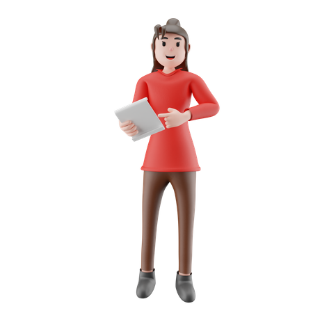 Business Woman With Document  3D Illustration