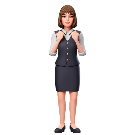 Business Woman With Hooray  3D Illustration