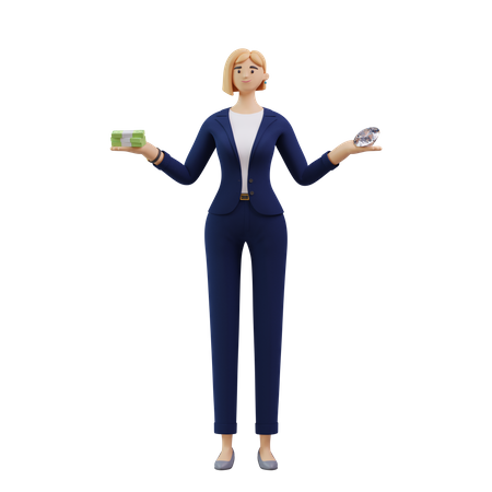Business woman with investment profit  3D Illustration