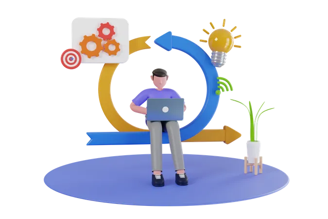 3 D Illustration Of Business Workflow Concept Of Workflow Process Project Implementation Programmer Workflow 3 D Illustration 3D Illustration