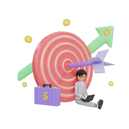 Businessman Achieve Target  3D Illustration