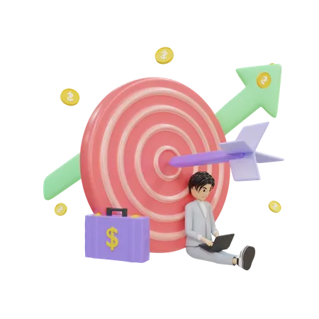 Businessman Achieve Target  3D Illustration