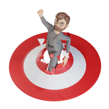 Businessman achieved target successfully 3D Illustration