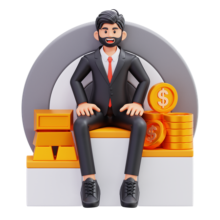 Businessman Achieves Target  3D Illustration