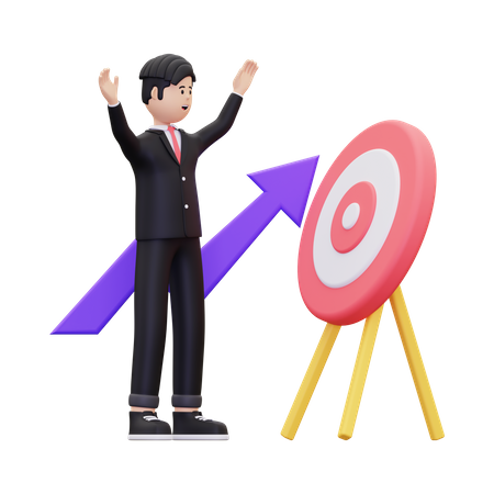 Businessman Achieving Goal  3D Icon