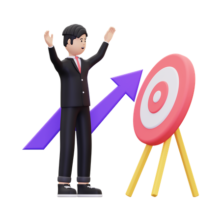 Businessman Achieving Goal  3D Illustration