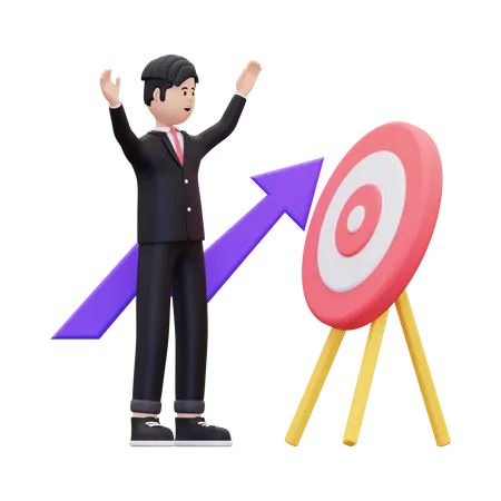 Businessman Achieving Goal  3D Illustration