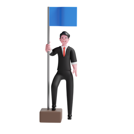 Businessman Achieving Milestone  3D Illustration