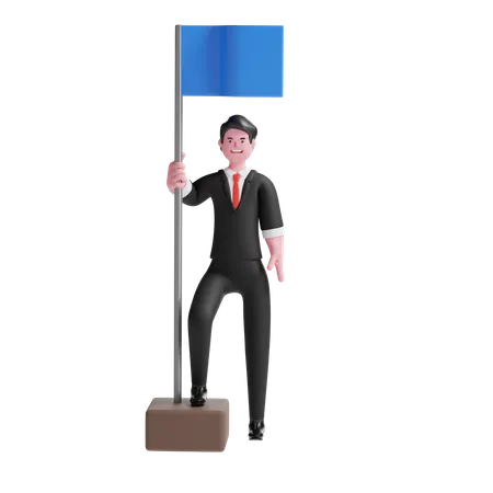 Businessman Achieving Milestone  3D Illustration