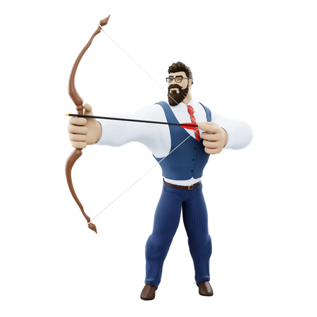 Businessman Aiming  3D Illustration