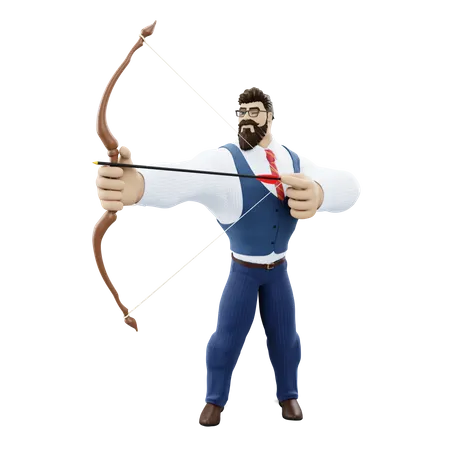 Businessman Aiming  3D Illustration