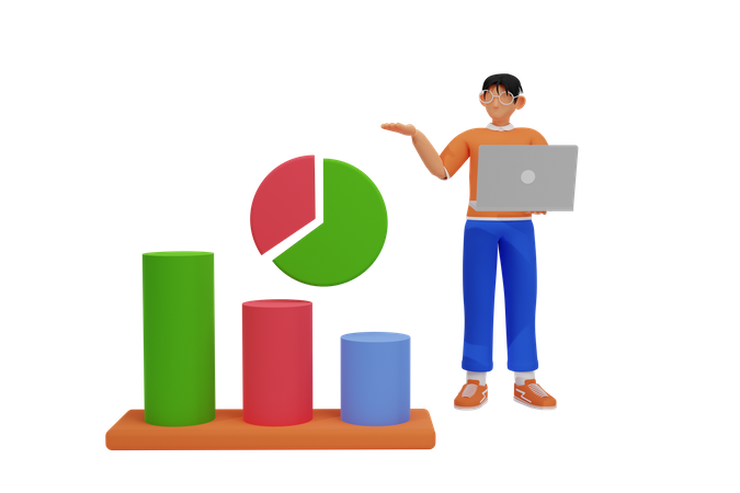 Businessman analyzing data  3D Illustration