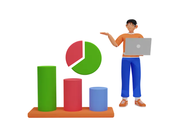 Businessman analyzing data  3D Illustration