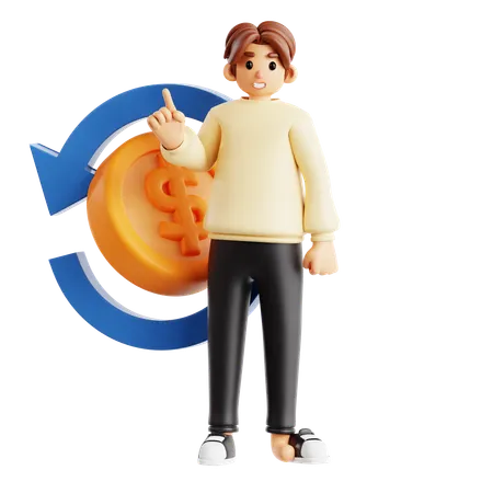 파이 차트로 데이터를 분석하는 사업가  3D Illustration