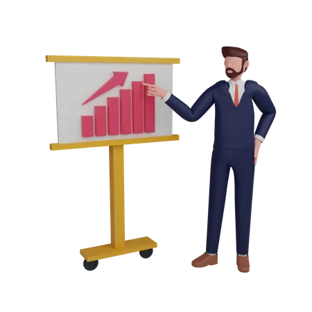 Businessman analyzing growth charts  3D Illustration