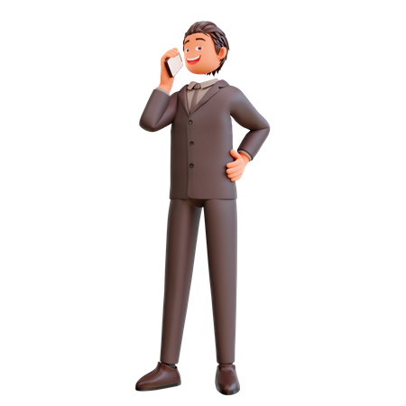 Businessman and mobile phone 3D Illustration