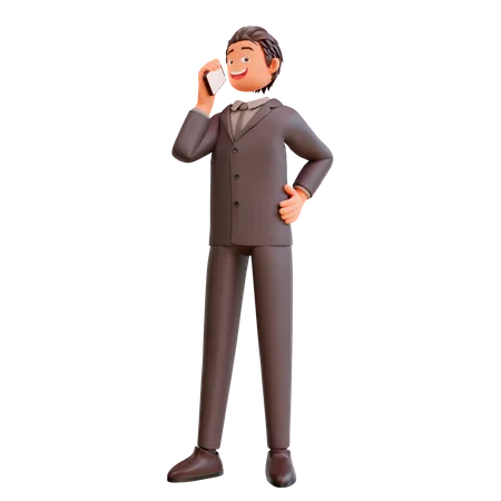 Bussinesman And Mobile Phone 3D Illustration