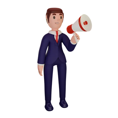 Businessman Announcement 3D Illustration