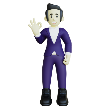 Businessman Approve Gesture  3D Icon