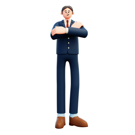 Businessman Arms Crossed  3D Illustration