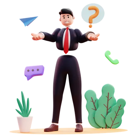 Businessman asking question  3D Illustration